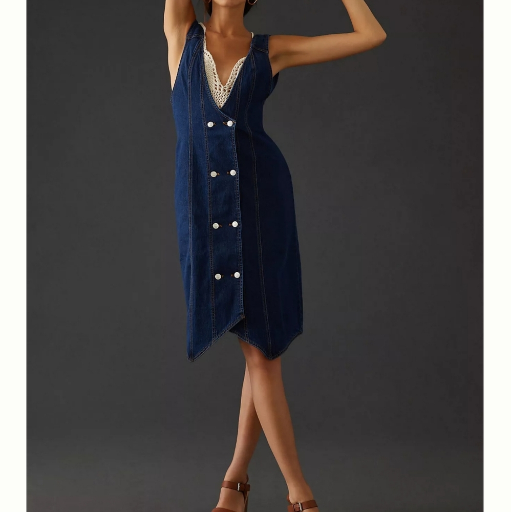 Anthropologie Navy Asymmetrical Dress